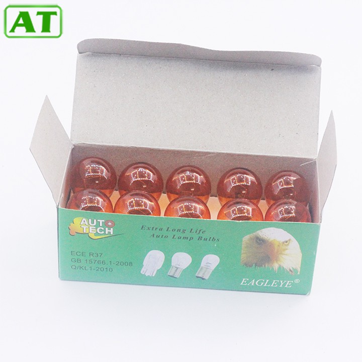 Hộp 10 Bóng Đèn Xi Nhan Ô Tô Chân Cài Lệch 12V 21W Màu Vàng