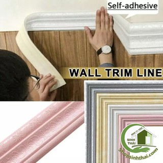 Xốp dán len tường - phào chỉ dán khung tranh - dán chỉ tường - [ 8cm x dài 2,3m ] có sẵn keo - màu trắng