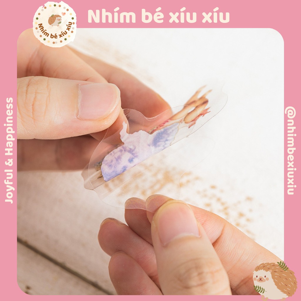 Set 40 sticker RosyPosy PET nhiều mẫu chủ đề thiên nhiên/tranh nghệ thuật trang trí bujo VT61