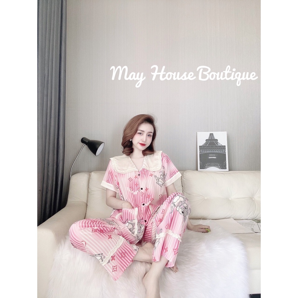 [ Bigsize 50-100kg ] Đồ Bộ Dài Tiểu Thư Bèo Nhún Lụa Nhật kiểu Hai Túi Cho Nàng Múp | BigBuy360 - bigbuy360.vn