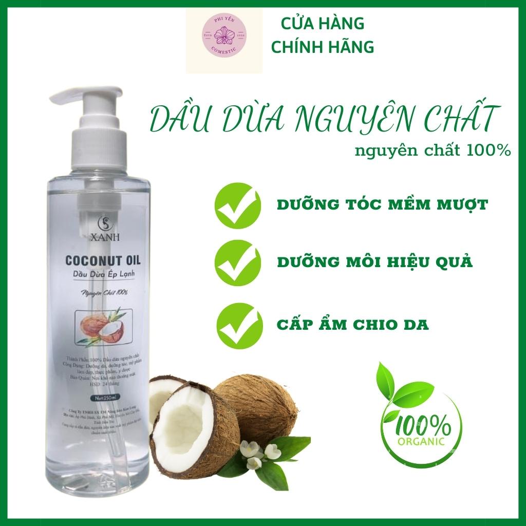Dầu dừa nguyên chất ép lạnh nấu ăn dưỡng da-môi-tóc 250ml