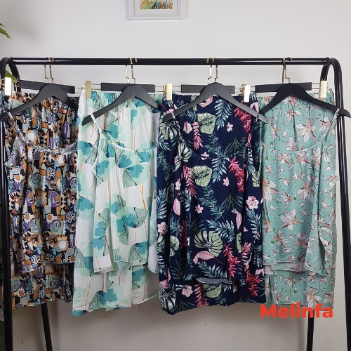 Bộ đồ ngủ mặc nhà hai dây quần dài vải Cotton tự nhiên mềm mịn mát lạnh mã HXBD0123