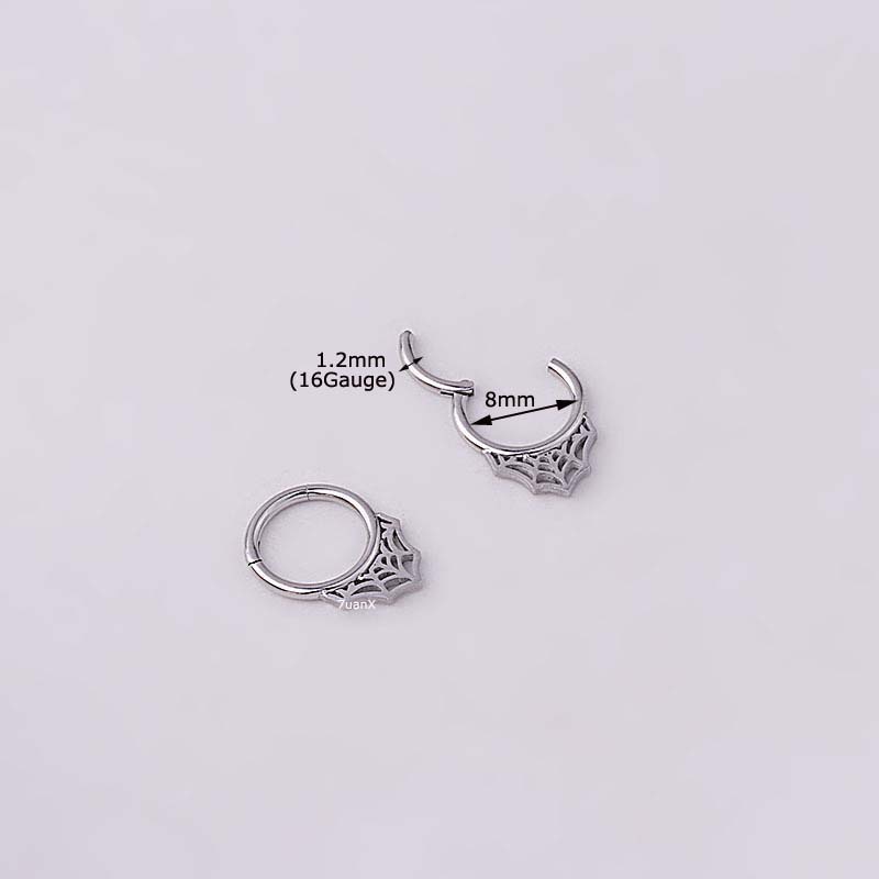 1 Khuyên Mũi Hình Mạng Nhện 8mm Bằng Thép Không Gỉ 16G
