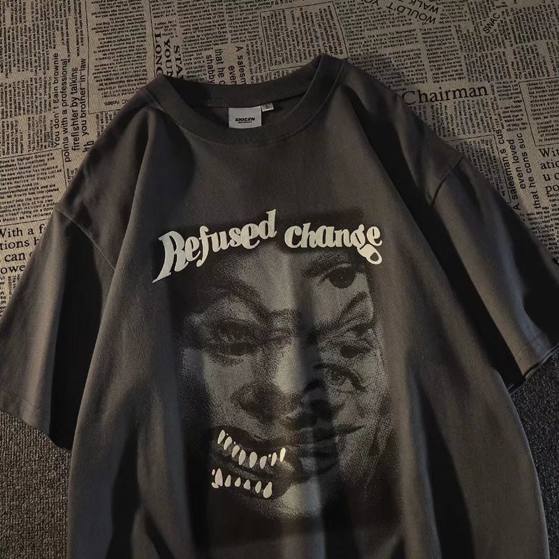 Áo Thun Tay Ngắn Dáng Rộng In Họa Tiết Hoạt Hình Phong Cách Hip Hop Thời Trang Mùa Hè Cho Nam Và Nữ