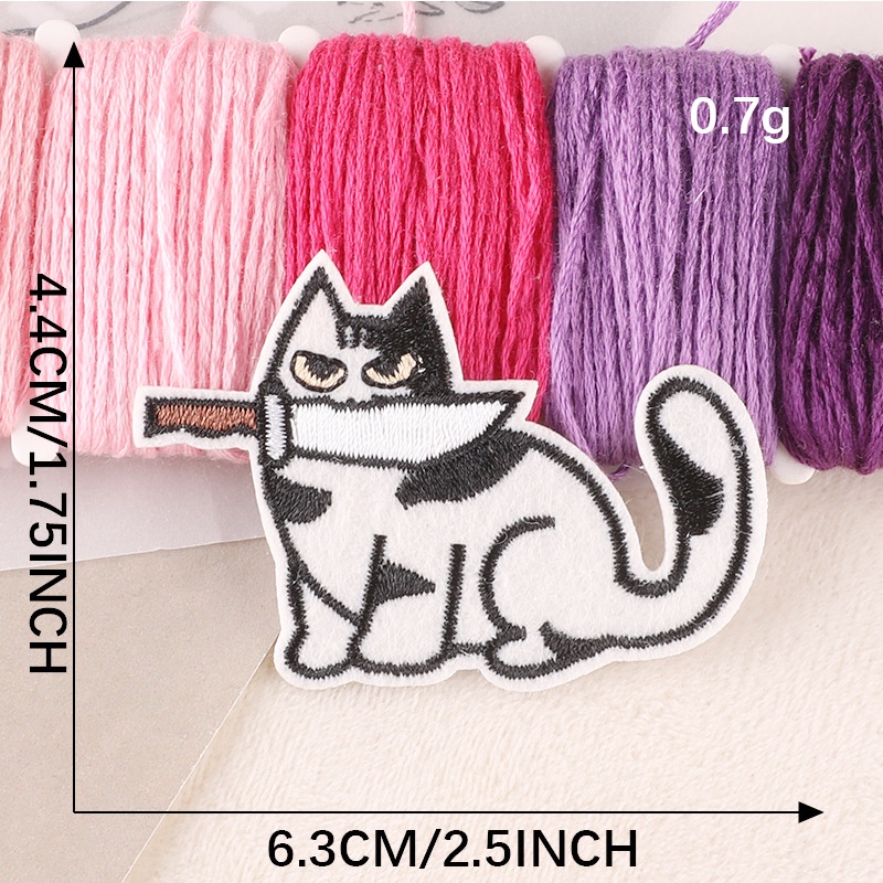 Sticker Ủi Thêu Hình Mèo Hoạt Hình Dễ Thương