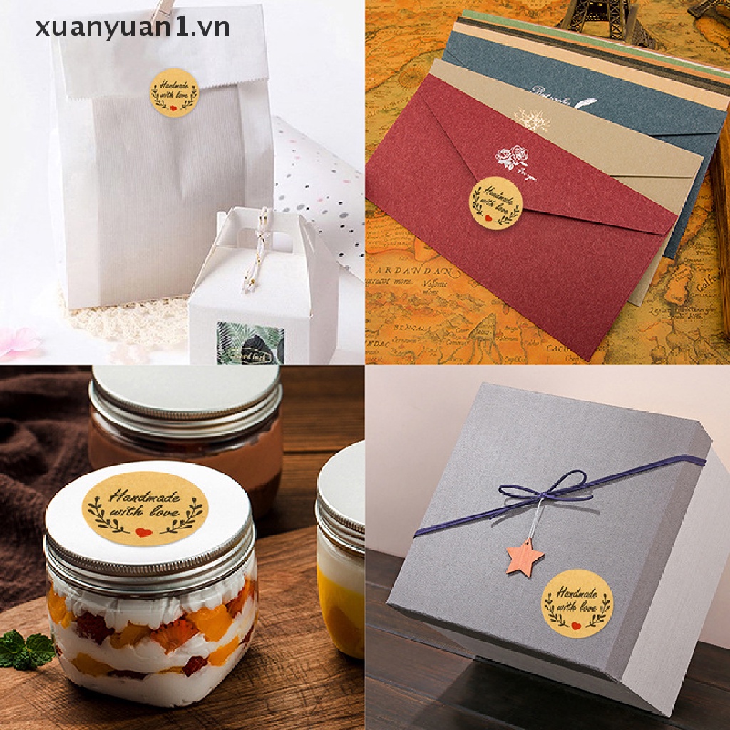 Set 500 Miếng Dán In Chữ Handmade With Love you Độc Đáo Dùng Trang Trí Tiệc Tiện Dụng