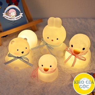 Đèn Ngủ Gấu- Vịt -Thỏ Thắt Dây Nơ Dễ Thương Dùng Pin