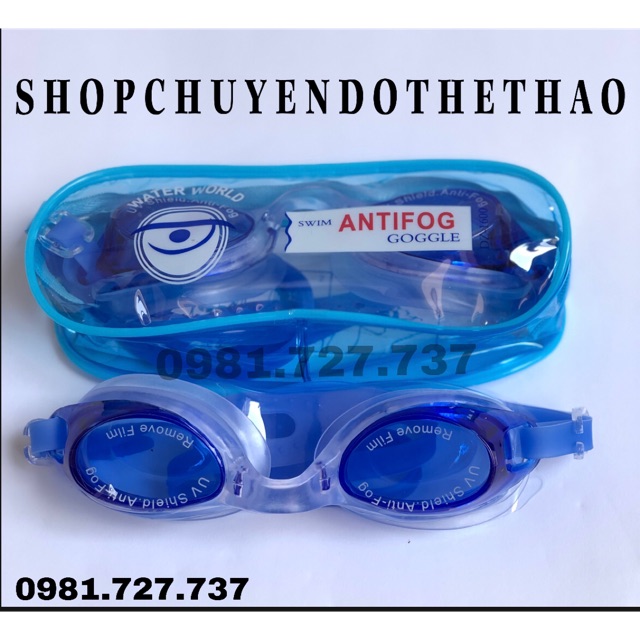 Kính bơi  ANTIFOG 1600 + Hộp đựng và 2 bịt mũi cao cấp -Mắt kính đi bơi trẻ em, người lớn