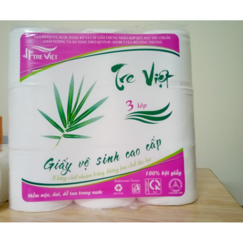 Giấy vê sinh cao cấp Tre Việt 09 cuộn loại đẹp 1,6kg