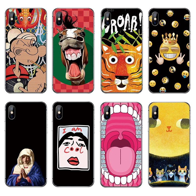 Ốp điện thoại TPU chống trượt hình Emoji cho iPhone X 8 7 6 6S Plus 5 5S SE