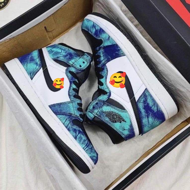 Giày sneaker Jodan 1 Tie Dye high xanh loang hoạ tiết galaxy cao cổ hot hot