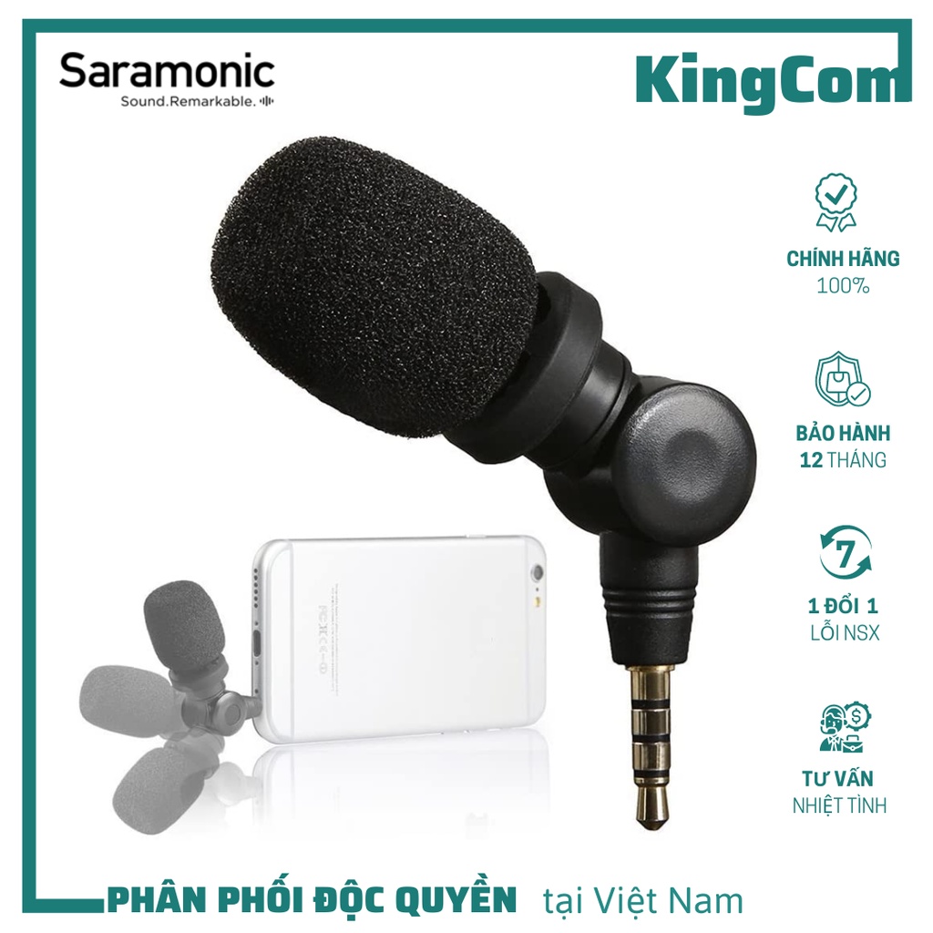 [Mã 99ELHA giảm 7% đơn 300K] Saramonic SmartMic - Micro Thu Âm Mini Cổng 3.5mm TRRS Cho Điện Thoại - Hàng Chính Hãng