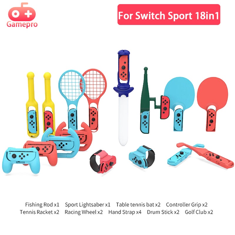 18 In 1 Switch Sports Somatosensory Set for Nintendo Switch Sport Game Joycon Controller NS Strap Wrist Band Racket