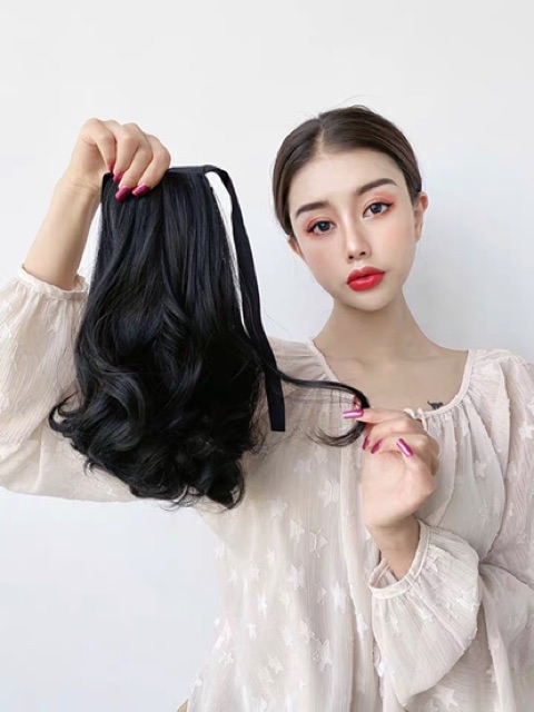 <ẢNH THẬT> Buộc xoăn đuôi phồng 35cmC25