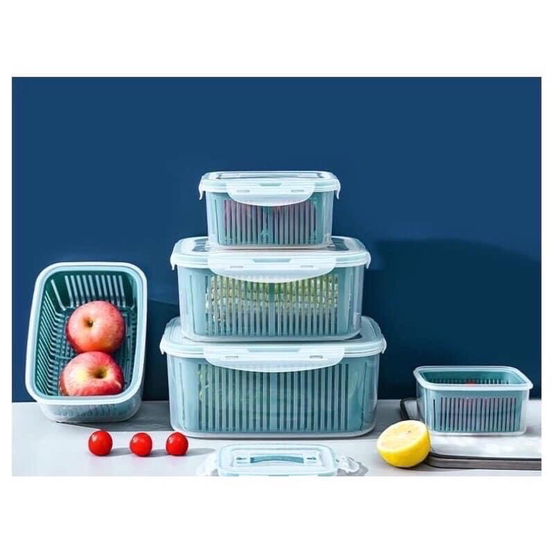 Sét 5 rổ+ 5 hộp-kèm nắp đựng đồ tủ lạnh( bảo quản thực phẩm siêu tốt)