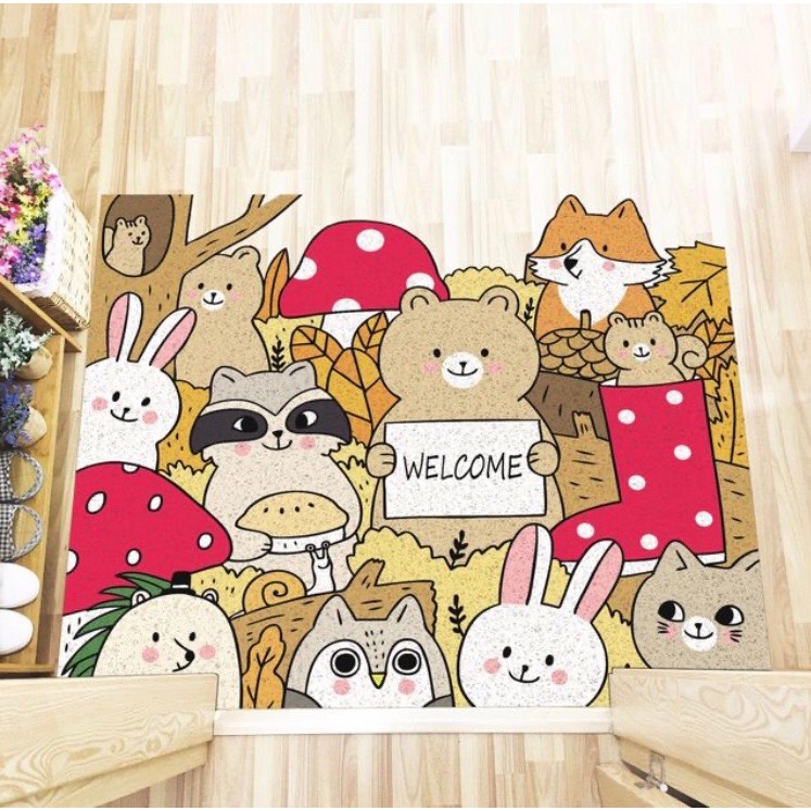 Thảm Nhưa Hình Thú Đan Rối Lót Cửa Có Thể Tự Thiết Kế Size 45x75cm