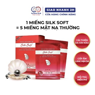 Mặt nạ dưỡng trắng da cấp ẩm giảm mụn nội địa Đài Loan chiết xuất tinh chất ngọc trai đen SILK SOFT hộp 10 - Taiwan Hub