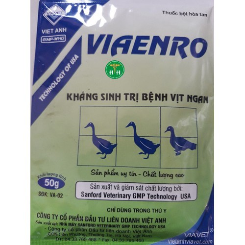 Kháng sinh CHUYÊN DÙNG  cho vịt, ngan VIAENRO 1 gói 50g
