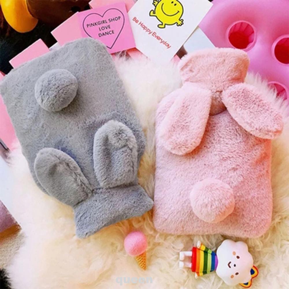 Túi chườm nóng lạnh lông thỏ mềm cỡ lớn giữ ấm giúp giảm đau bụng kinh có thể tháo rời vỏ