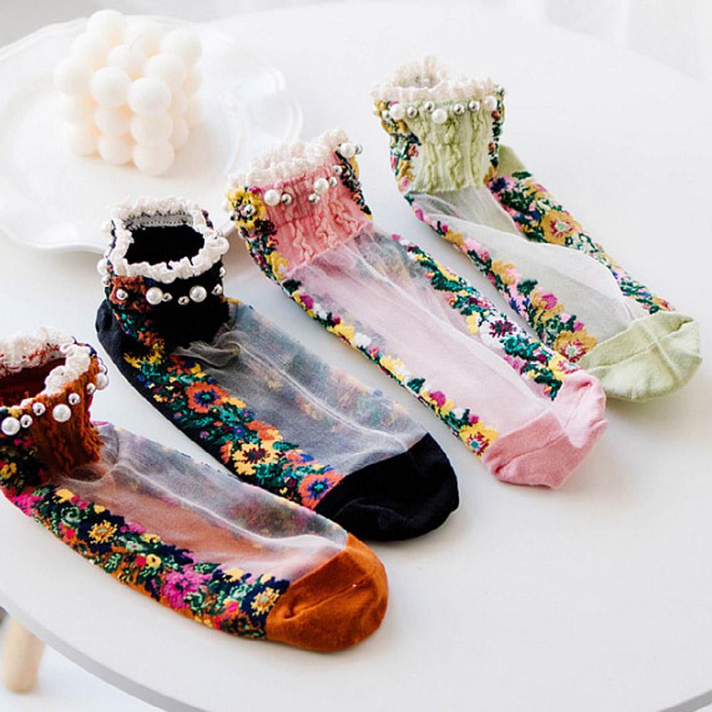 Vớ Lưới Trong Suốt Cổ Thấp Phong Cách Lolita Cho Nữ