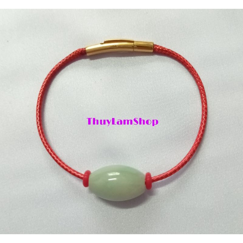 Vòng tay lu thống đầu xuôi đuôi lọt đá trắng xanh ngọc khóa bấm vip chuẩn A