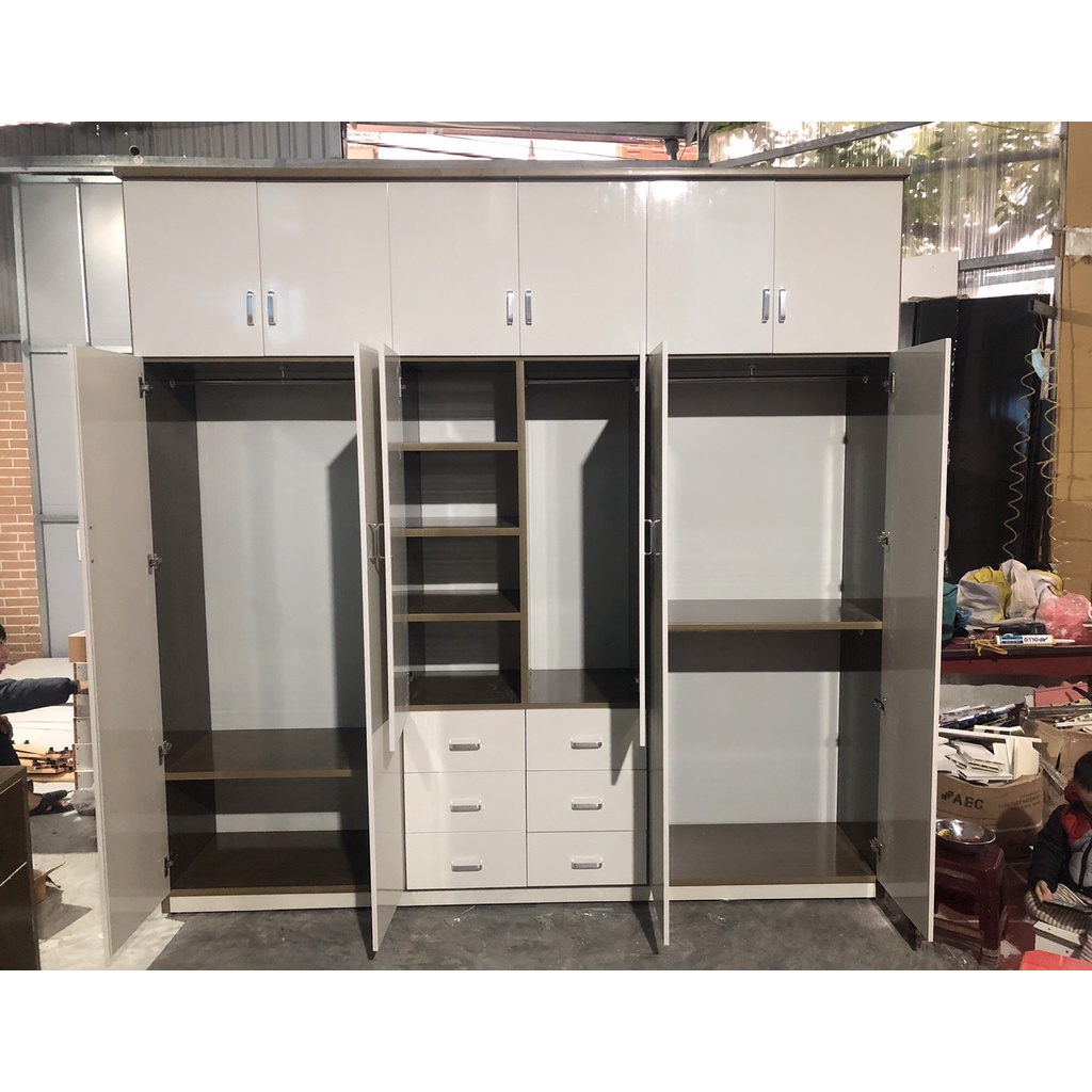 Tủ quần áo gia đình cao 2m4 ngang 2m45 - Nhựa Đài Loan 2 lớp cao cấp - Nhựa Ecoplast - Nhựa Peco