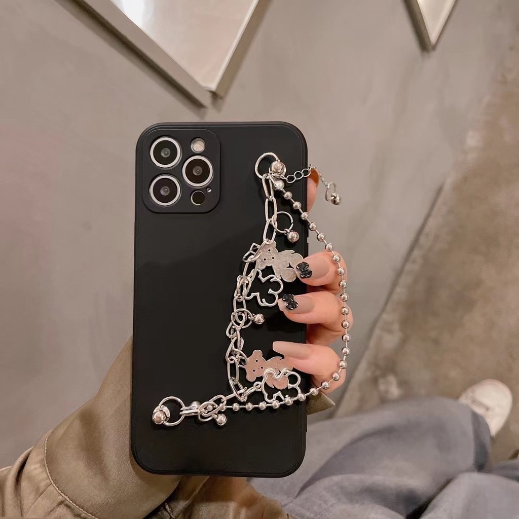 Ốp Điện Thoại Mềm Hình Gấu Có Dây Đeo Chống Rơi Cho iphone 6 78 plus 11 promax 13 12 promax