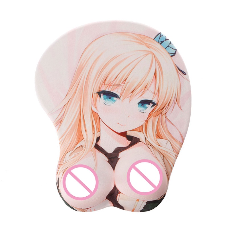 LIDU1  Cartoon Anime 3D Beauty Sexy Chest Silicone Mouse Pad Wrist Rest Support Mat