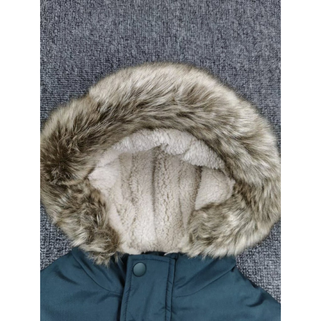 Áo parka bé trai mũ lông mặt ngoài lớp kaki xịn chống nước nhẹ mặt trong lót nỉ dày dặn, áo phao xuất dư, áo khoác phao
