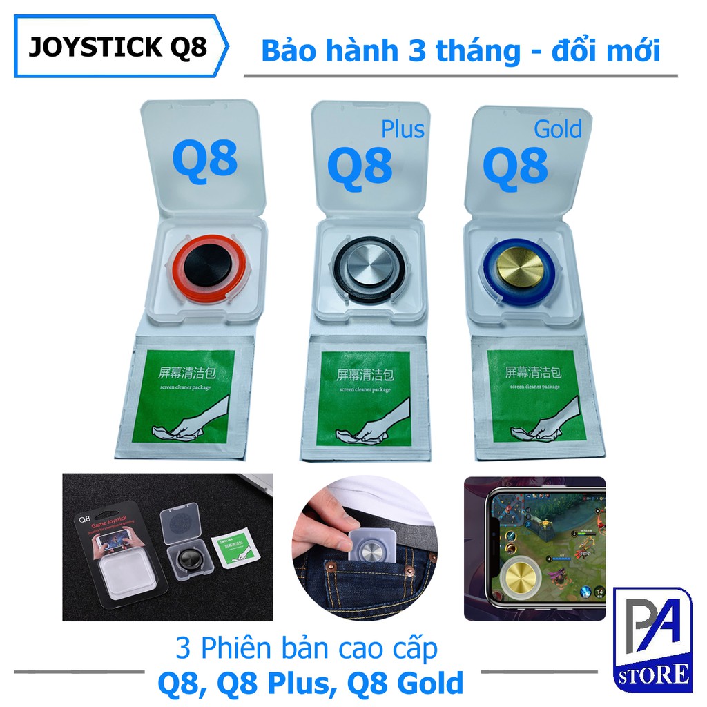 Nút Bấm Chơi Game Mobile PUBG, Liên Quân - Joystick Q8 Gold, Q8 Plus, Q8 Đế Bám Siêu Dính, Di Chuyển Mượt Mà