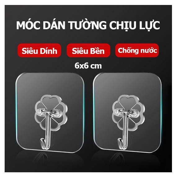 Móc Dán Tường Siêu Dính Chịu Lực Tốt Treo Tường Chắc Chắn loại | 6x6 cm |  3D 7,5cm | Inox 7x7