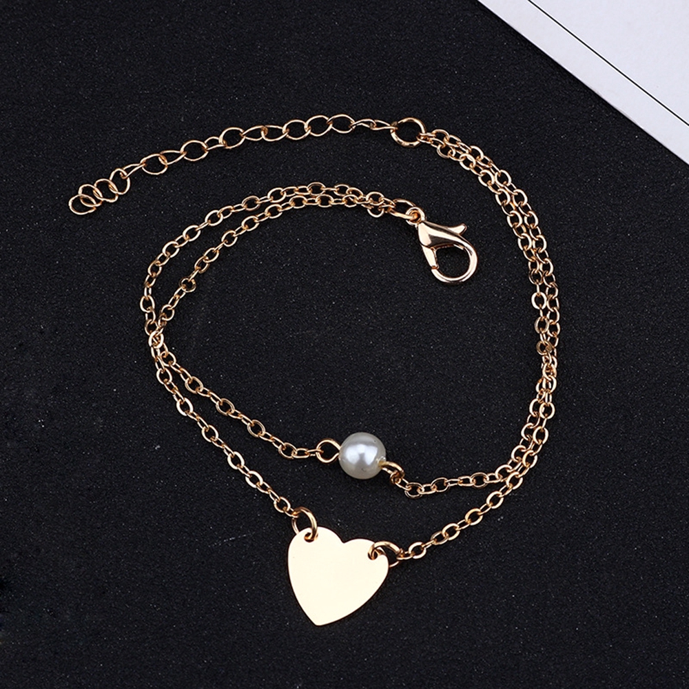 Vòng tay 2 lớp mặt trái tim đính đá/ngọc trai giả cho nữ