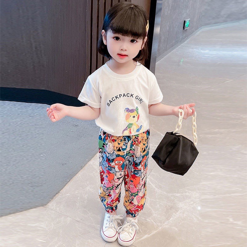 Bộ cộc tay cho bé, quần áo bé gái ngắn tayhình gấu đáng yêu chất cotton 4 chiều dư xịn size từ 10 đến 40kg