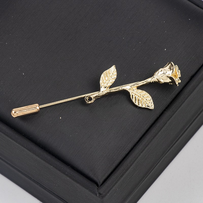 Trâm Ghim cài áo Vest nam Lapel Pin thời trang hình cành hoa hồng TR-144