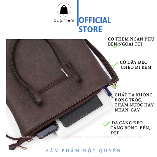Túi xách nữ da công sở đựng laptop A4, túi đeo vai kẹp nách đeo đi học đi dạy đi làm