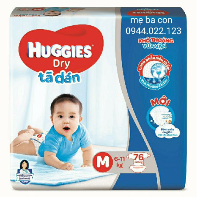 (Đệm mây) Tã quần/Tã dán Huggies Dry M74/M76, L68, XL62, XXL56 mới