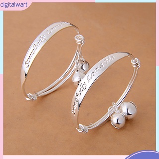 Set 2 vòng tay bạc đính chuông dễ thương dành cho bé