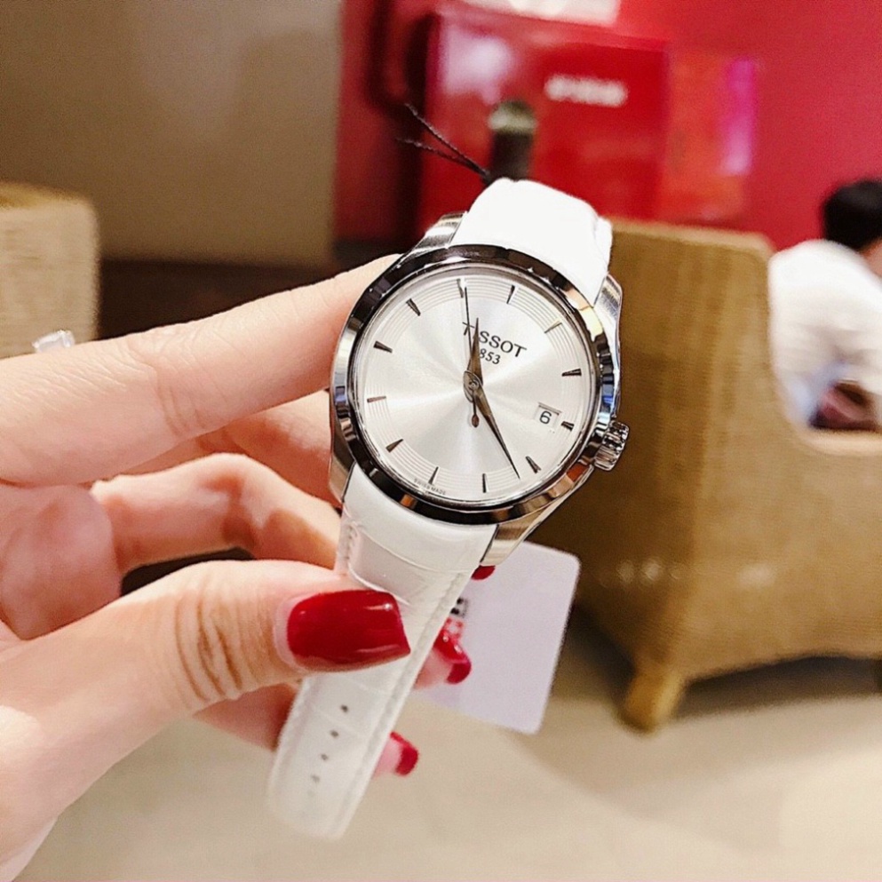 Đồng hồ nữ Tissot dây da bóng mềm, thời trang, chống xước, tặng kèm pin