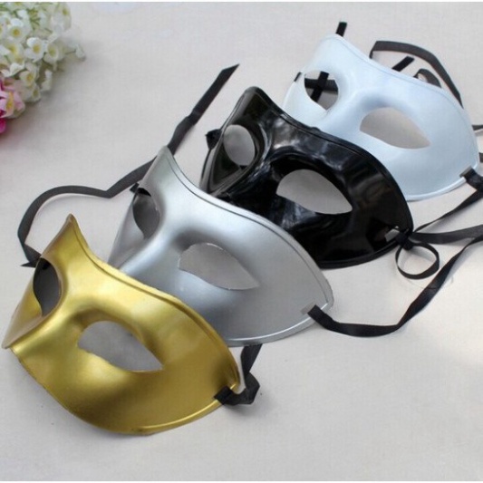 MẶT NẠ NỬA MẶT TRƠN NHỌN Màu Trắng Trơn/Đen Trơn Che Nửa Mặt Dùng Cho Tiệc Halloween,sự kiện,lễ hội hóa trang có dây đeo