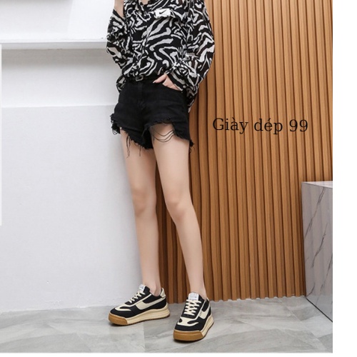 Giày nữ thể thao -  Sneakers nữ đen và nâu đế cao mẫu năng động, trẻ trung hottrend 2021 đẹp, mới , xinh xắn | BigBuy360 - bigbuy360.vn