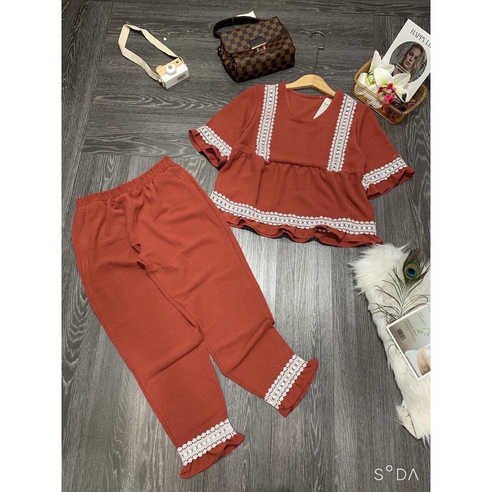 Set bộ nữ mặc nhà,chất vải đũi thoáng mát-BABYD