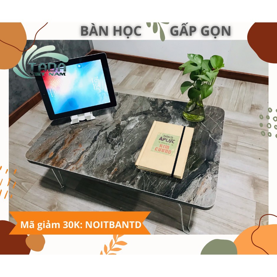 Bàn  học gấp  gọn thương hiệu TADA, bàn  gấp  ngồi  học  trên  giường  mặt  vân  đá  sang  trọng (zp06).