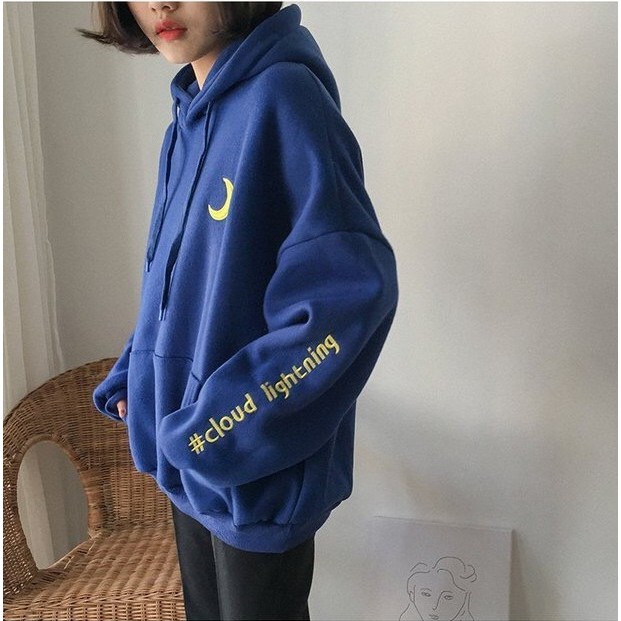 Áo Hoodie Nón Chui Trùm Đầu Nữ Chất Vải Nỉ Poly Unisex Nam Nữ Thời Tiết Mây Trăng Trời WAH010NOXC