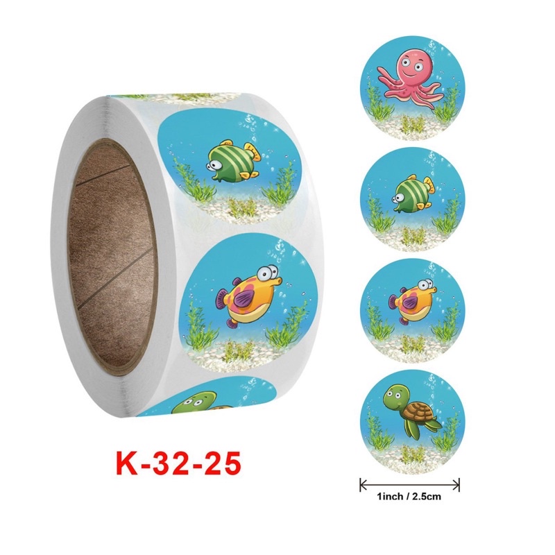 Cuộn 500 sticker nhãn dán khích lệ khen thưởng học tập cho bé yêu với nhiều họa tiết kèm slogan
