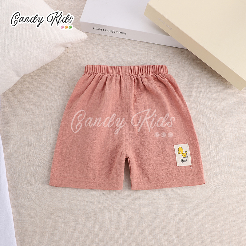 Quần Short Cotton Màu Trơn Kiểu Hoạt Hình Xinh Xắn Cho Bé 1-7 Tuổi