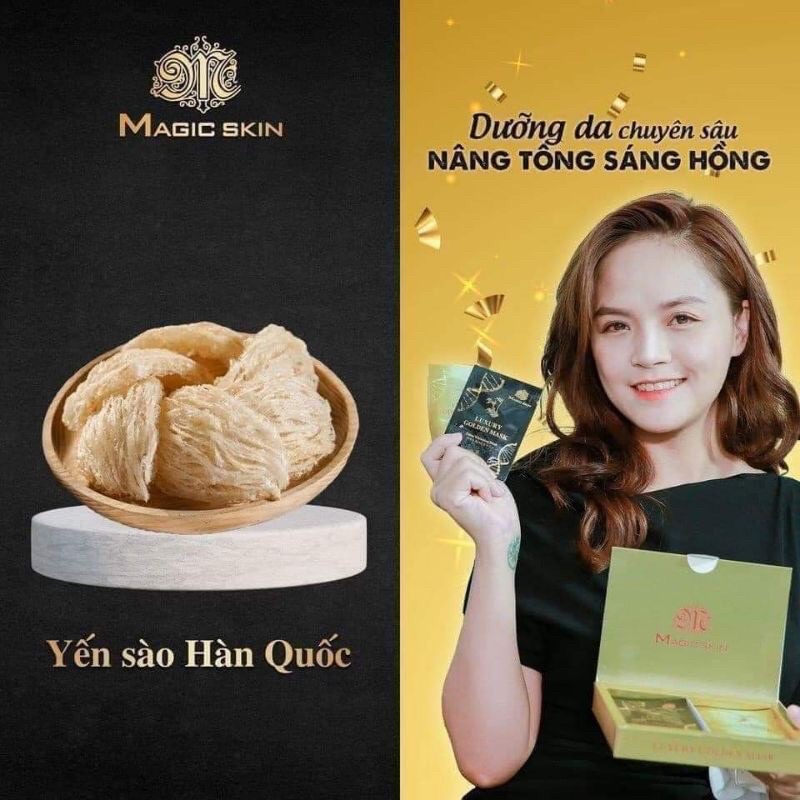 [1 HỘP 6 GÓI]Ủ YẾN THẢI ĐỘC LUXURY GOLDEN dưỡng da trắng hồng
