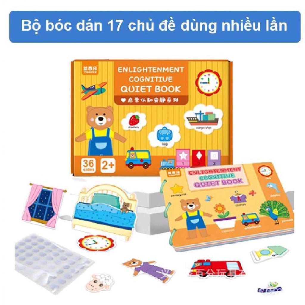 Bộ sách bìa cứng bóc dán 17 chủ đề thông minh cho bé