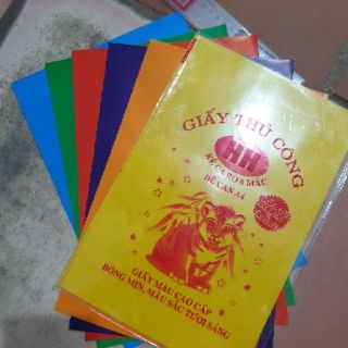 GIẤY THỦ CÔNG HỒNG HÀ ĐỀ CAN 6 MÀU A4