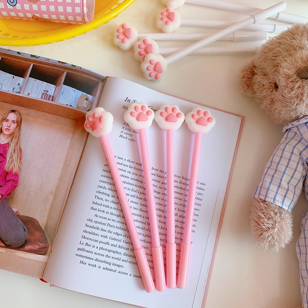 Bút Bi 0.5 Hình Bàn Chân Mèo Dễ Thương Màu Hồng, Trắng Warm&Cute A153