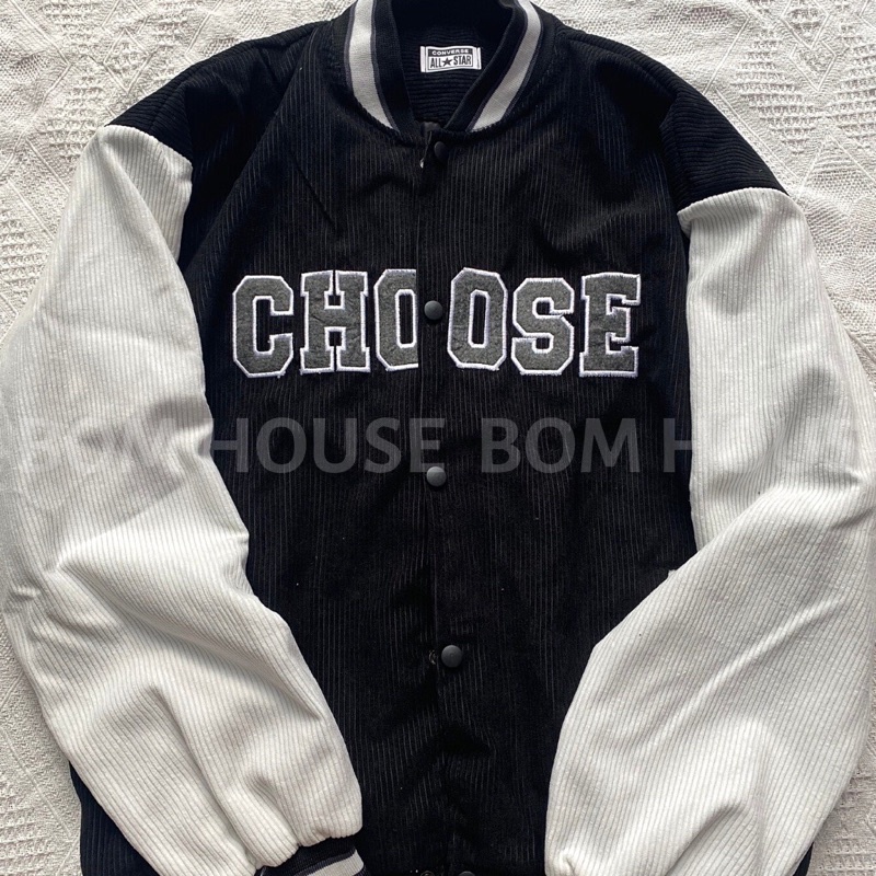 [Chất Siêu Đẹp] Áo Khoác Bomber Nhung Kaki 2 lớp Chữ CHOOSE Chống nắng Phù Hợp Nam và Nữ